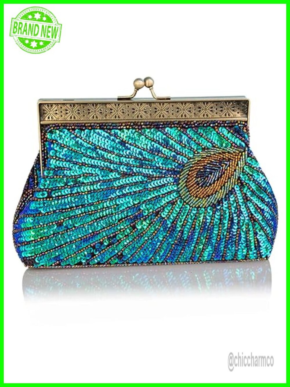 Beaded Sequin Evening Bag Clutch Purse Detachable Strap Women's Party Wedding